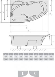 Акриловая ванна ALPEN Mamba 160 L