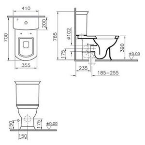 Унитаз-биде напольный VitrA Serenada 9722B003-7205 с горизонтальным выпуском