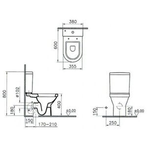 Унитаз с бачком напольный VitrA Diana 9815B003-7201 с горизонтальным выпуском