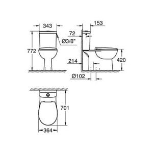 Унитаз с бачком напольный Grohe Bau Ceramic 39558000 с вертикальным выпуском