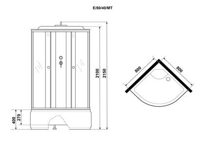 Душевая кабина Niagara Eco E80/40/MT (800х800х2150) 4 места