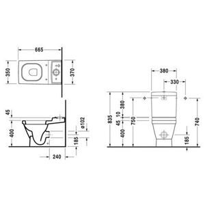 Унитаз с бачком напольный DURAVIT 2nd Floor 210609+087610 с вертикальным выпуском