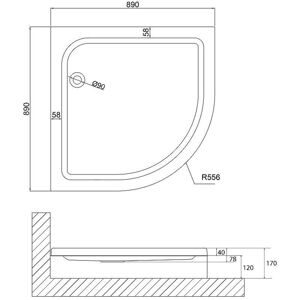 Душевой поддон Niagara Nova NG-90-90 RUS (90*90*17) полукруг, для 6606, 6806