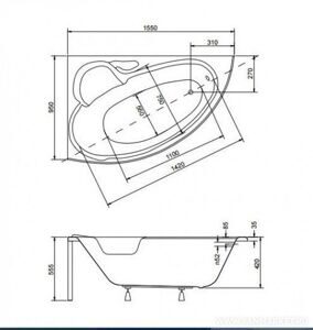 Ванна BESCO FINEZJA NOVA 155x95 L