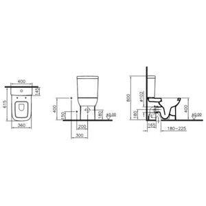 Унитаз с бачком напольный VitrA S20 9800B003-1209 с горизонтальным выпуском