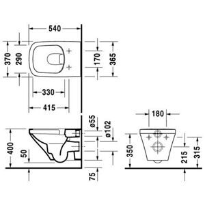 Чаша унитаза подвесная DURAVIT DuraStyle 253809 (с сиденьем, микролифт) с горизонтальным выпуском