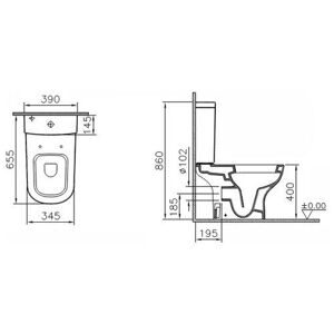 Унитаз с бачком напольный VitrA D-Light 9014B003-7207 с горизонтальным выпуском