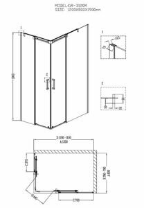 Душевое ограждение Grossman GR-3120R (120*80*190) прямоугольник;двери раздвижные 2 места