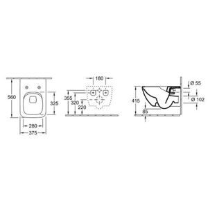 Чаша унитаза подвесная Villeroy & Boch Legato 5663RL01 (с сиденьем, микролифт) с горизонтальным выпуском