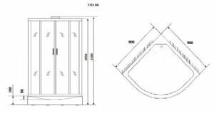 Душевая кабина Niagara NG-7715WBK (900x900х2100) низкий поддон стенки БЕЛЫЕ БЕЗ КРЫШИ 4 места