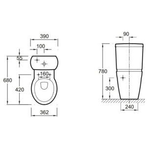 Чаша унитаза напольная Jacob Delafon Ove E1540-00 с горизонтальным выпуском