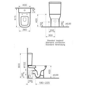 Чаша унитаза напольная VitrA S20 5512B003-0096 с горизонтальным выпуском