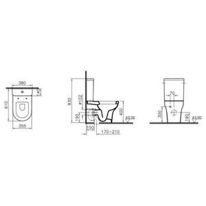 Унитаз с бачком напольный VitrA Zentrum 9012B003-7201 с горизонтальным выпуском