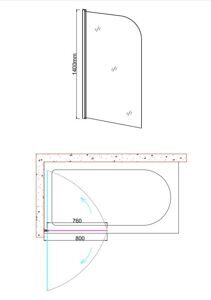 Душевая шторка на ванну Taliente TA-0814CB 80*140см