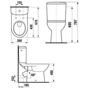 Унитаз с бачком напольный Jika Olymp 822614000242 (с бачком) с косым выпуском