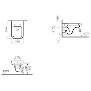 Чаша унитаза подвесная VitrA Mod 5353B003-0075 с горизонтальным выпуском