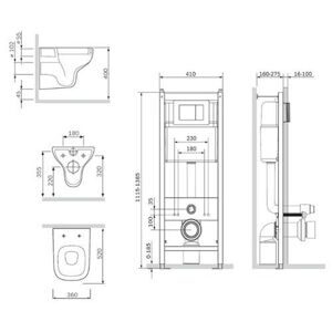 Унитаз с инсталляцией подвесной AM.PM Like IS3801700 с горизонтальным выпуском