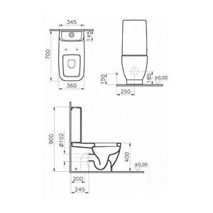 Унитаз с бачком напольный VitrA Shift 9794B003-7200 с горизонтальным выпуском