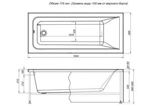 Акриловая ванна Aquanet Bright 165x70