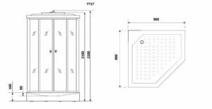 Душевая кабина Niagara NG-7717WD (1000x1000х2150) низкий поддон стенки ДЕРЕВЯННЫЕ 6 места