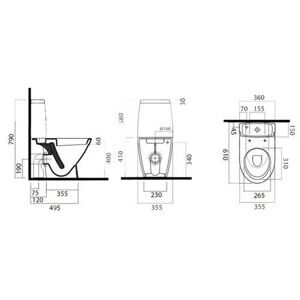 Унитаз с бачком напольный VitrA Tres 9730B003-7204 с горизонтальным выпуском