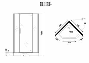 Душевой уголок Niagara NG-010-14DT (1000х1000х1950) низкий поддон(13см) стекло ТОНИРОВАННОЕ, 2 места