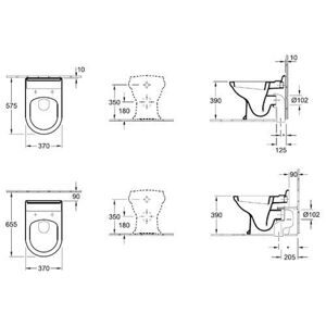 Чаша унитаза напольная Villeroy & Boch Hommage 666310R2 с горизонтальным выпуском