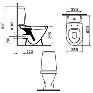 Унитаз с бачком напольный VitrA Grand 9763B003-0567 с горизонтальным выпуском