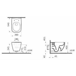 Чаша унитаза подвесная VitrA Shift 7742B003-0075 с горизонтальным выпуском