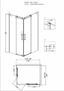 Душевое ограждение Grossman GR-1110R (110*90*190) прямоугольник;двери раздвижные 2 места