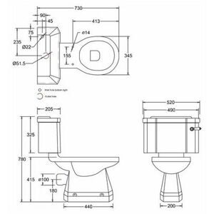 Унитаз с бачком напольный Burlington P5+C1 с горизонтальным выпуском