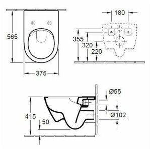 Чаша унитаза подвесная Villeroy & Boch Subway 2.0 5614R2R1 с горизонтальным выпуском