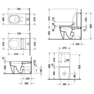 Унитаз-биде напольный DURAVIT Starck 2 212909-WG с горизонтальным выпуском