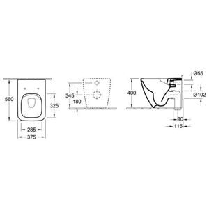 Чаша унитаза напольная Villeroy & Boch Legato 5639R001 с горизонтальным выпуском