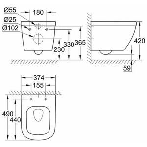 Чаша унитаза подвесная Grohe Euro Ceramic 3920600H с горизонтальным выпуском