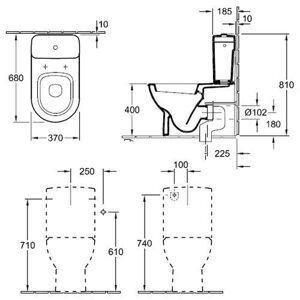 Унитаз с бачком напольный Villeroy & Boch Subway 661010R2 с горизонтальным выпуском