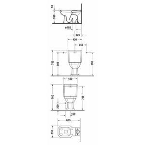 Чаша унитаза напольная DURAVIT 1930 Series 022701 с вертикальным выпуском