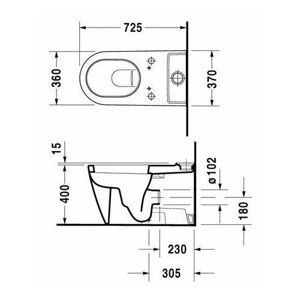 Унитаз-биде напольный DURAVIT Starck 2 212959 с горизонтальным выпуском