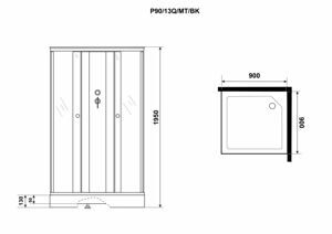 Душевая кабина Niagara Promo P90/13Q/MT/BK (900х900х1950) 4 места